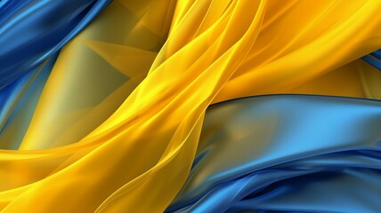 Yellow and blue transparent fabric abstract background. Ai generative