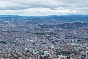 Bogota colombia north west zone cityscape viewed from eastern mountains in suny day