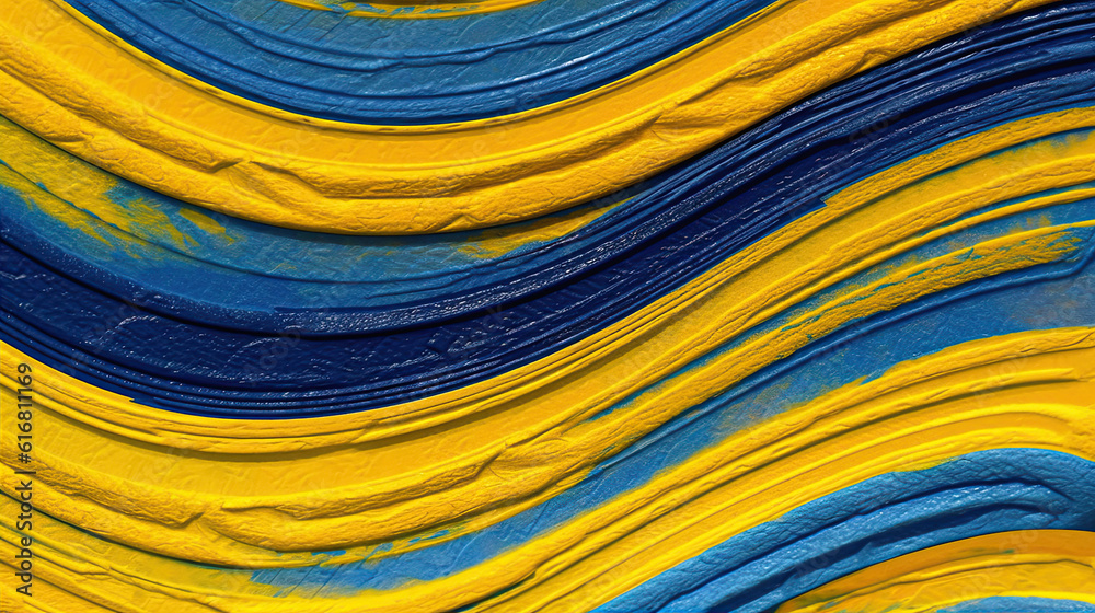 Wall mural abstract textured design: yellow-blue fusion. created with generative ai