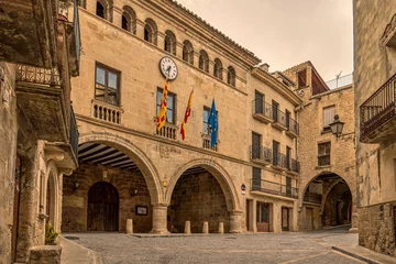 Wall murals Old building Calaceite village.Town Hall and historic center located in Teruel province, in the region of matarraña, Aragon community, Spain