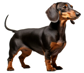 Black dachshund dog isolated on the transparent background PNG. AI generative.
