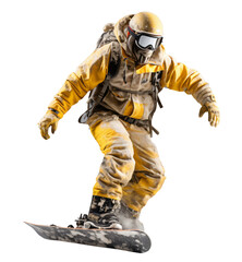 Snowboarder isolated on the transparent background PNG. AI generative. - obrazy, fototapety, plakaty