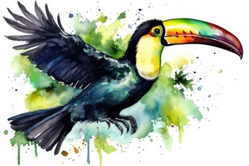 Fototapeta na wymiar colorful toucan bird in a watercolor painting style
