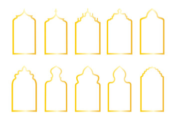 Islamic frames shape of a window or door arch. Arab frame set. Vector illustration