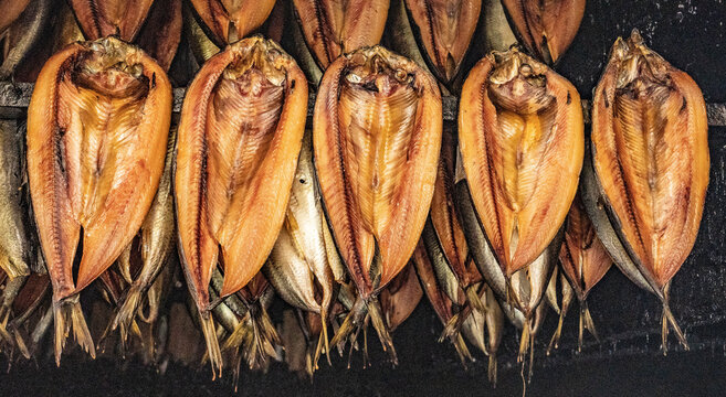 close up of smoked fish