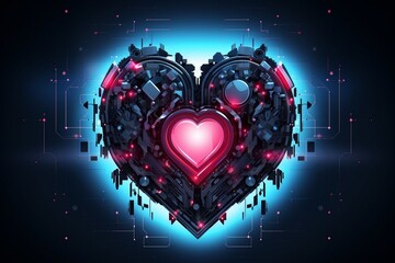 An abstract representation of a cyber heart, Generative Ai