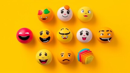 Emoticon, Emoji big set with faces and animals. Happy holiday and laughing emoticons 3d rendering background, social media and communications concept. Generative AI
