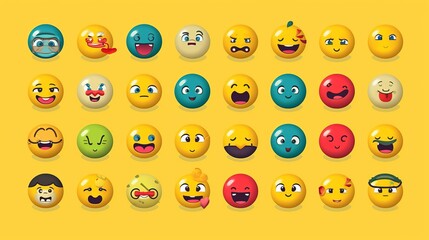 Emoticon, Emoji big set with faces and animals. Happy holiday and laughing emoticons 3d rendering background, social media and communications concept. Generative AI
