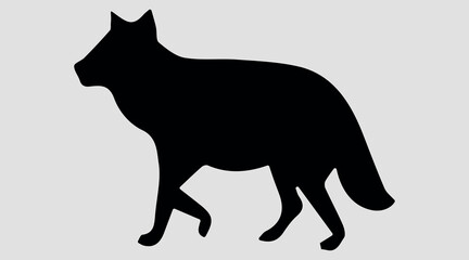 Black wolf silhouette. Vector icon on a gray backgroun