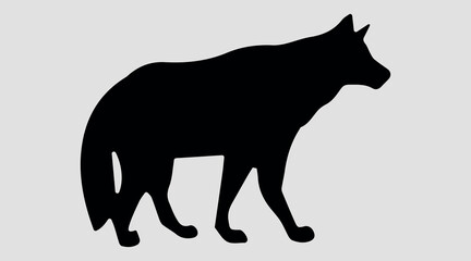 Black wolf silhouette. Vector icon on a gray backgroun