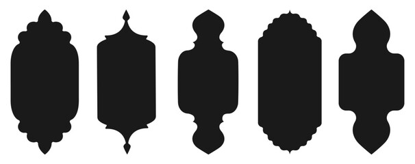 Islamic frames shape of a window or door arch. Arab frame set. Vector illustration