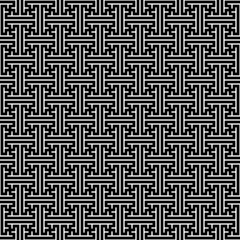 Seamless Chinese Sayagata pattern. Repeated interlocking figures background. China ornament. Traditional window tracery image. Ancient ethnic mosaic motif. Digital paper for textile print. Vector art