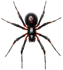 Black widow spider isolated on white background as transparent PNG, generative AI animal