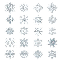 set of snowflakes transparent background, png