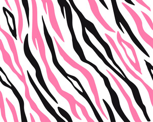Zebra print with black and pink lines, seamless design for fashion, fabric, cover and wallpaper prints