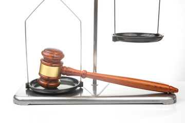 Scales of justice and law and gavel. Equality and the right of the law in the balance of verdict...