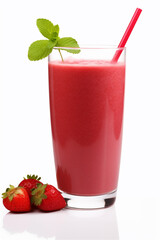 Classic Strawberry Milkshake isolated on White