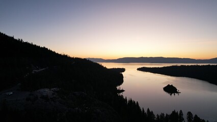 Sunrise in the mountains. Lake Tahoe. Sunrise, Lake tahoe, Drone Lake, water, lake, nature,...