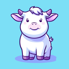 Fototapeta premium Cute Cartoon Cow: Adorable Bovine Illustration for Children's Books, Nursery Decor, and Farm-Themed Designs