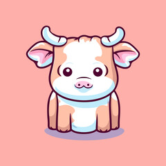 Cute Cartoon Cow: Adorable Bovine Illustration for Children's Books, Nursery Decor, and Farm-Themed Designs