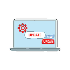 Updating the system. vector illustration. Technical error and maintenance. Computer screen with an update progress indicator. on a colored background. refresh button on the screen.