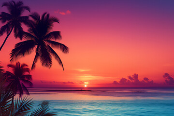 Plakat sunset on the beach
