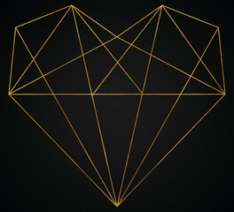 Golden abstract geometric Shape diamond heart logos, Art deco, golden line style. Circle, triangle,...