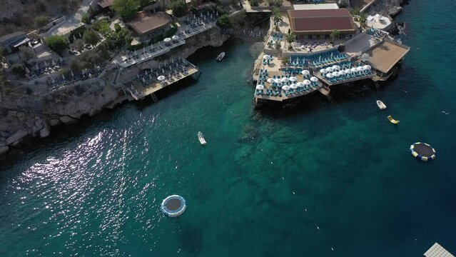 Aerial view of the city of Kalkan on a hotel