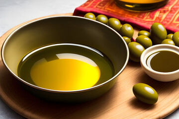 Olive oil in a dish, generative ai	