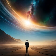 person walking in the another universe 