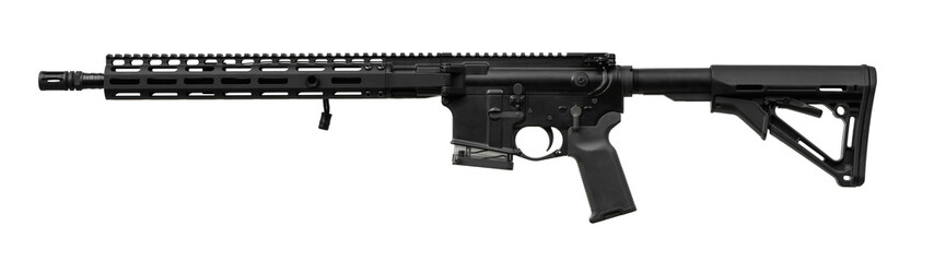Modern automatic rifle isolated on white back. Weapons for police, special forces and the army....