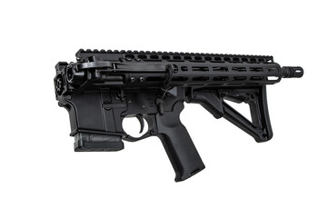 Modern automatic rifle isolated on white back. Weapons for police, special forces and the army....