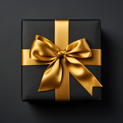 a yellow gift box on a yellow background with a brown bow minimalist top view mockup