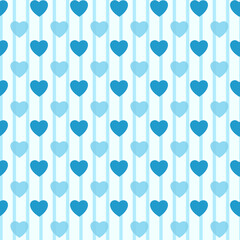 Seamless blue white heart pattern background.Simple heart shape seamless pattern in diagonal arrangement. Love and romantic theme background.
