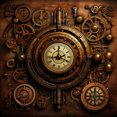 Fototapeta na wymiar classic background with steampunk-style mechanisms. High quality illustration