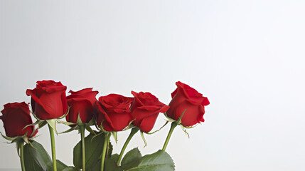 A vase filled with red roses sitting on a table. Generative AI.