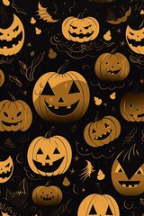 halloween greeting card with pumpkins