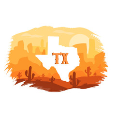 Obraz premium illustration vector of texas desert scenery perfect for print,etc