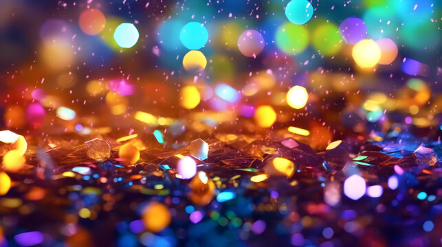 multicolored sparkles with bokeh with copy space, generative ai © Yuliia