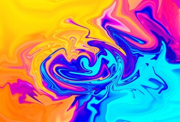 Hand Painted Background With Mixed Liquid Red blue orange Paints. Abstract Fluid Acrylic Painting. Marbled Colorful Abstract Background. Liquid Marble Pattern. Web Design.
