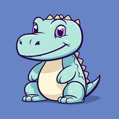 Cute Cartoon Crocodile: Playful Reptile Illustration for Children's Books, Nursery Decor, and Wildlife-themed Designs