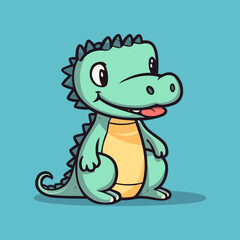 Cute Cartoon Crocodile: Playful Reptile Illustration for Children's Books, Nursery Decor, and Wildlife-themed Designs