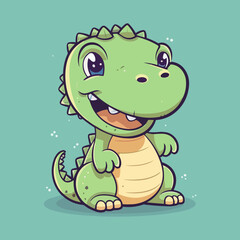 Cute Cartoon Crocodile: Playful Reptile Illustration for Children's Books, Nursery Decor, and Wildlife-themed Designs