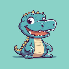Cute Cartoon Crocodile: Playful Reptile Illustration for Children's Books, Nursery Decor, and Wildlife-themed Designs