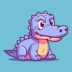 Cute Cartoon Crocodile: Playful Reptile Illustration for Children's Books, Nursery Decor, and Wildlife-themed Designs