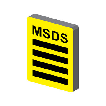 Isometric MSDS document icon. Industrial safety for handling hazardous material chemical procedure.