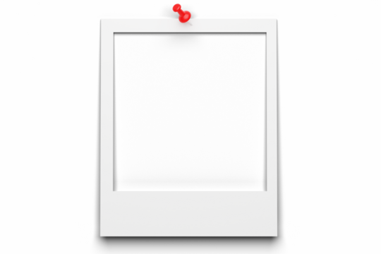 Photo frame fixed with a pushpin. Empty photo frame for your design.