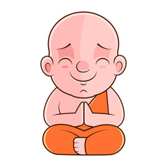 Tibetan monk in a robe, buddhist in lotus position, colorful character