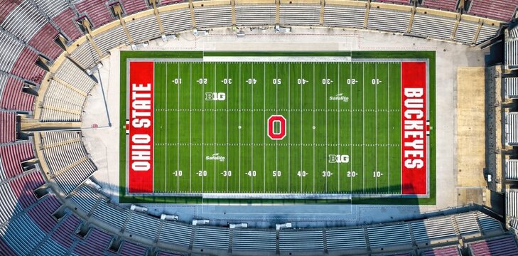 Ohio Stadium in Columbus - home of the Ohio State Buckeyes - aerial drone photography - COLUMBUS. OHIO - JUNE 08, 2023