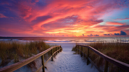 Obraz premium 3D landscape sun breaches horizon